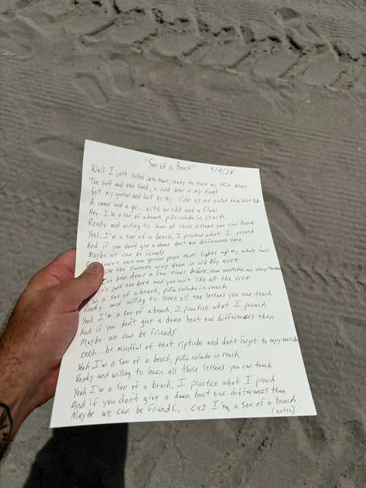 “Son of a Beach” handwritten lyrics! One of one!